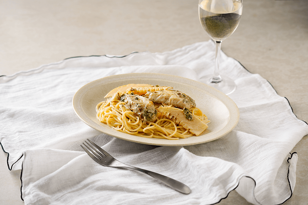 【レシピ】 あおさアヒージョと筍のクリームパスタ