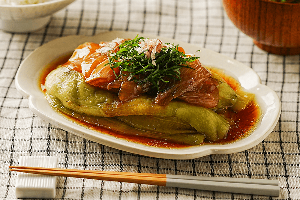 【レシピ】焼き茄子の薬味和え