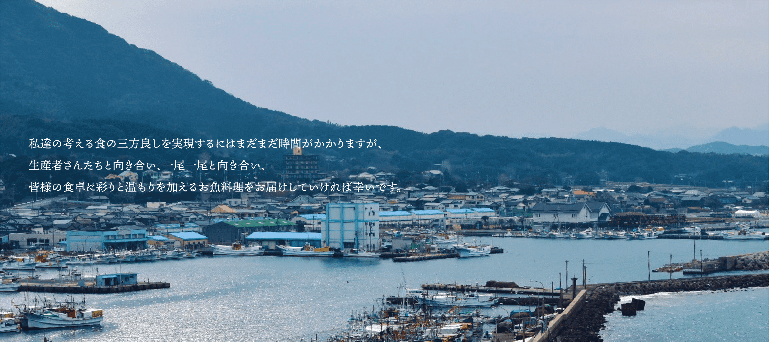 私達の考える色の三方良しを実現するにはまだまだ時間がかかりますが、生産者さんたちと向き合い、一尾一尾と向き合い、皆様の食卓に彩りと温もりを加えるお魚料理をお届けしていければ幸いです。