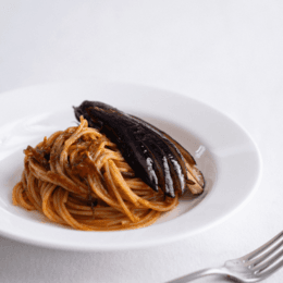 あっさりなすのトマトパスタ