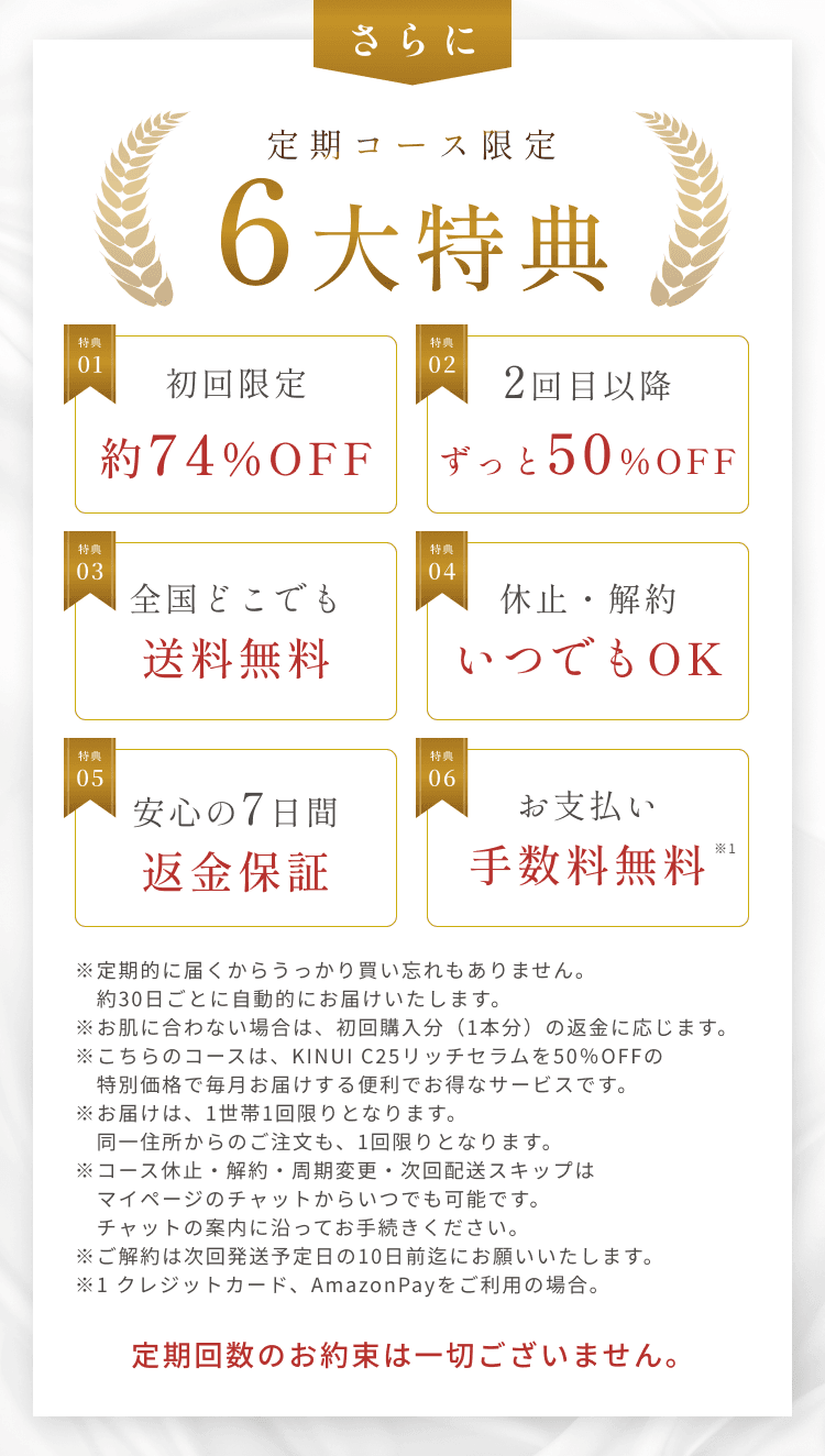 
定期コース限定 6大特典
        