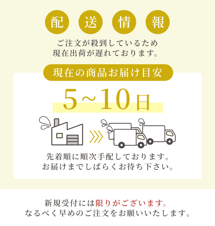 
配送情報　ご注文が殺到しているため、現在出荷が遅れています
        