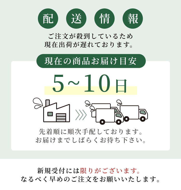 
配送情報　ご注文が殺到しているため、現在出荷が遅れています
        