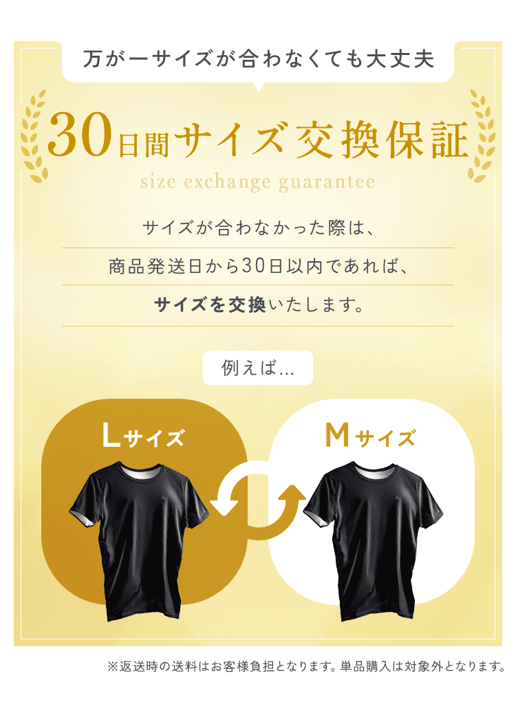 30日間サイズ交換保証