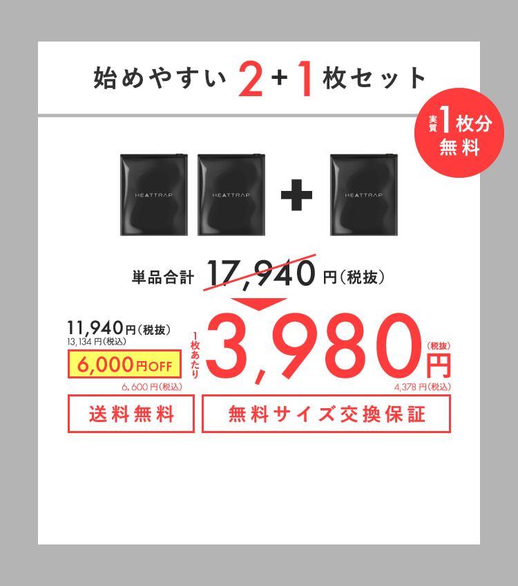 始めやすい2＋1枚セット 3,980円