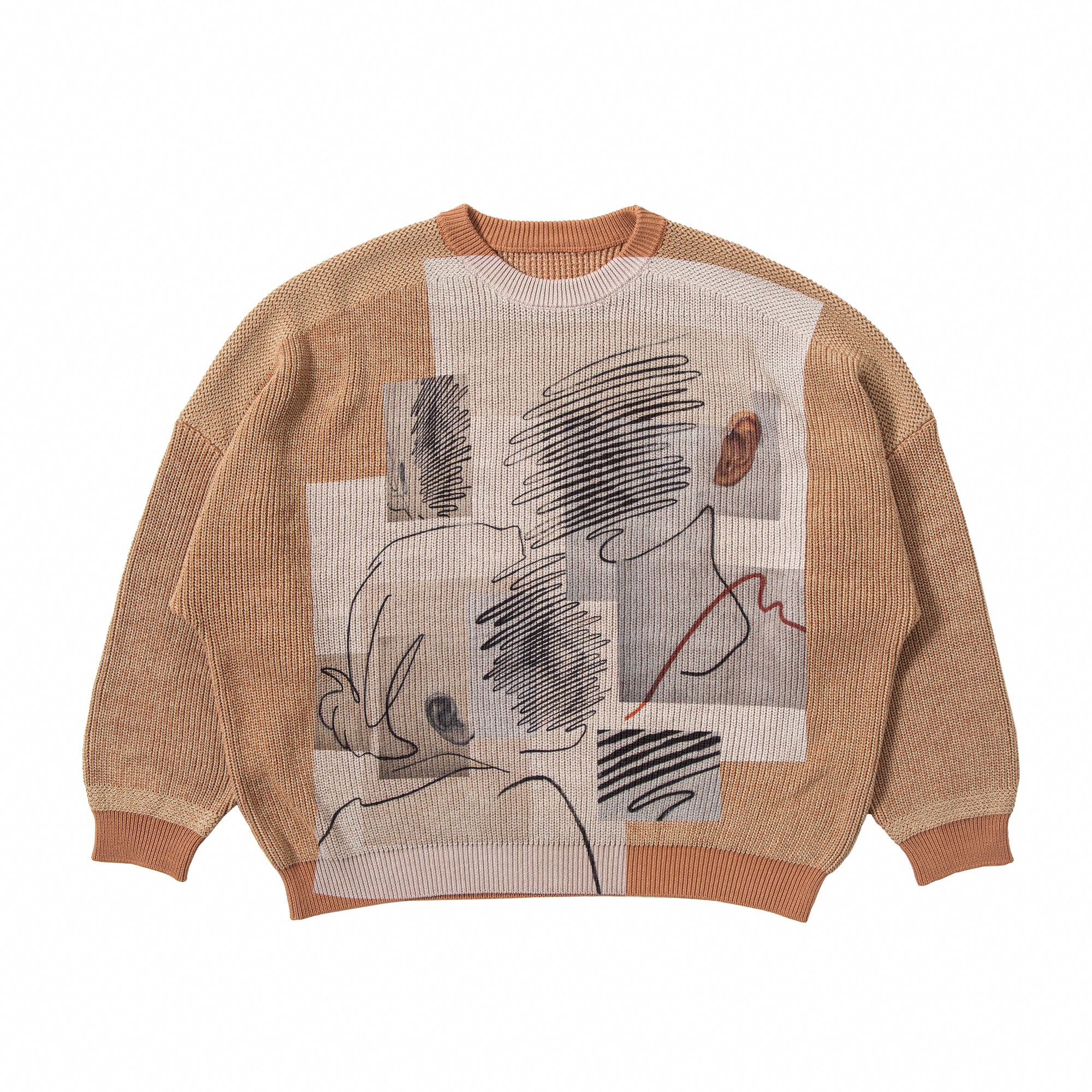 AICON Printed Knit Pullover Camel サイズ: 1