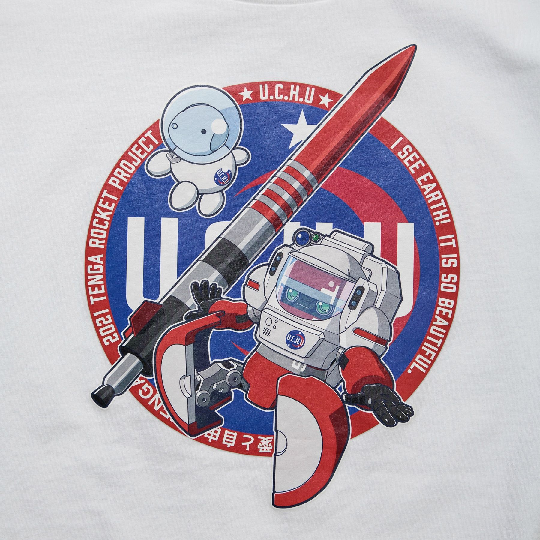 【TENGA ROCKETセット】SPACE TENGA ロボ Tシャツ ホワイト  サイズ: L