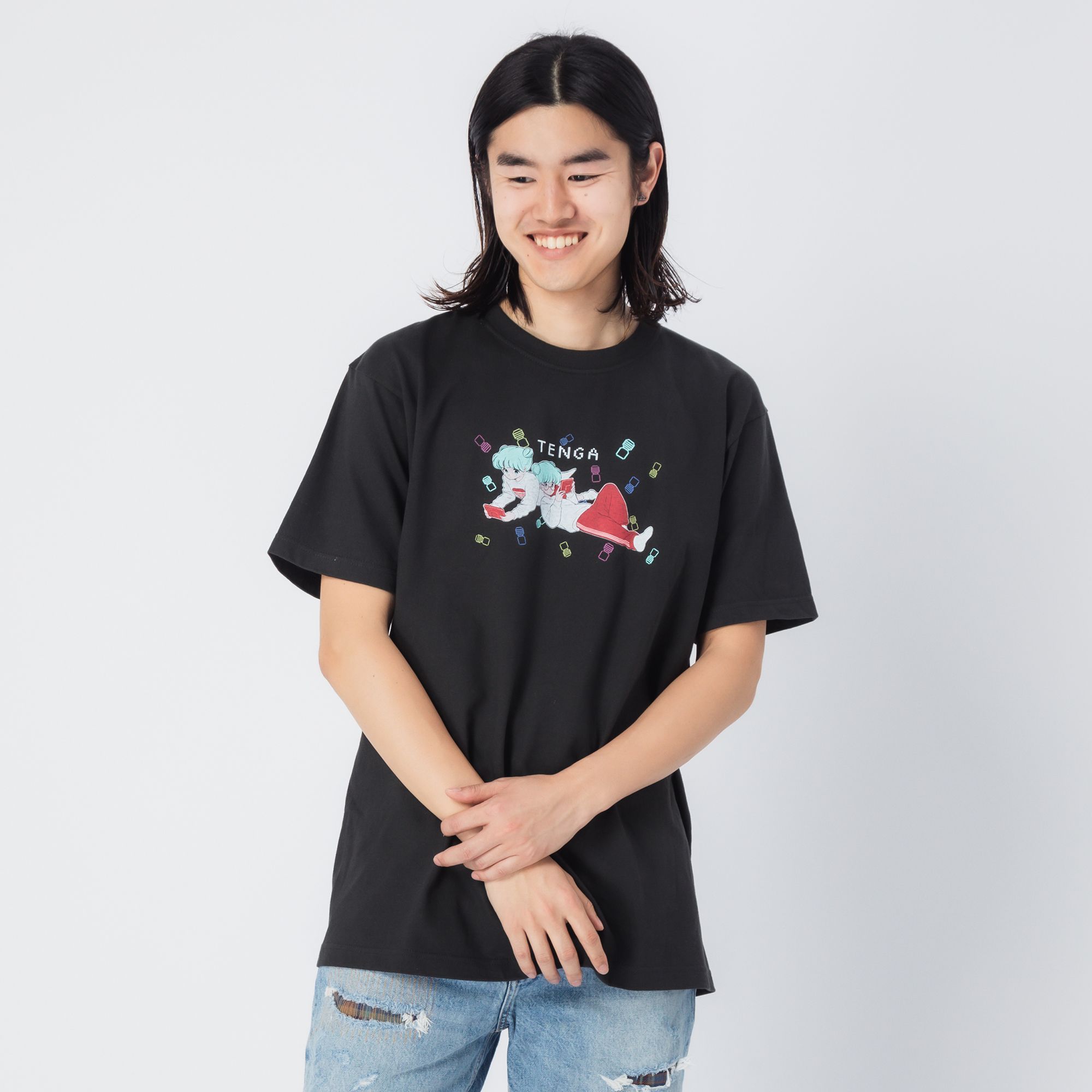 【TENGA×ボブa.k.aえんちゃん】PLAY GAME Tシャツ_02 スモークブラック サイズ: L