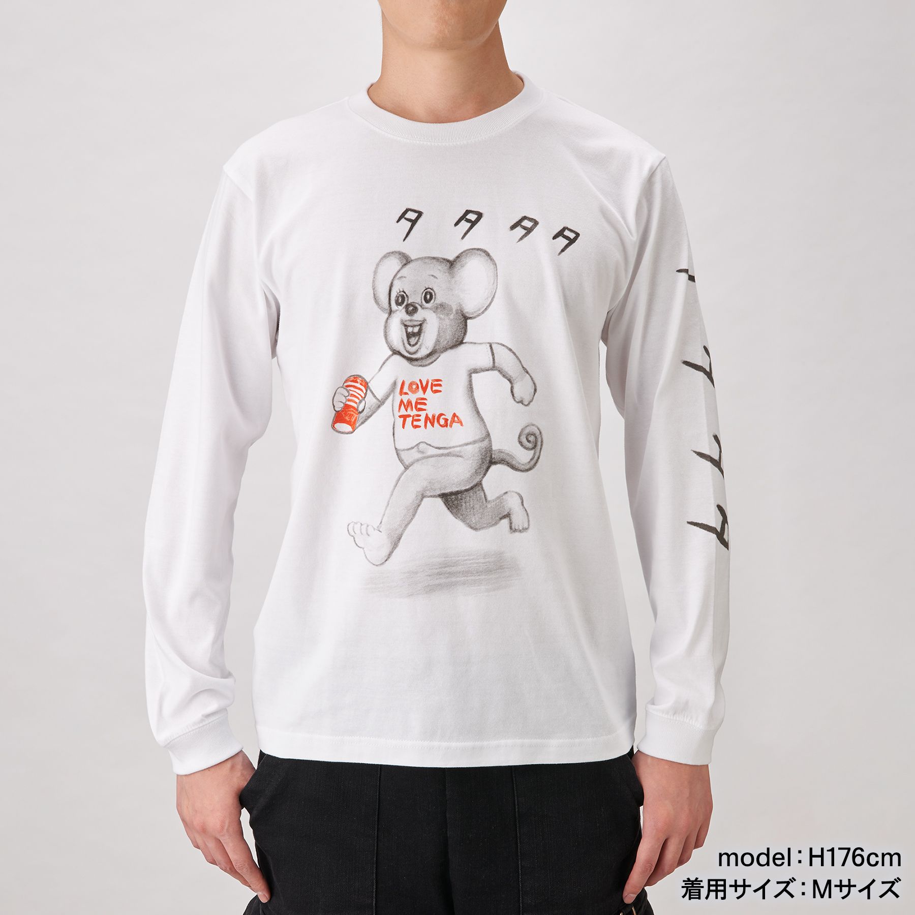 TENGA DOKUMI【TATATATA】Long Sleeve Tee WHITE サイズ: L