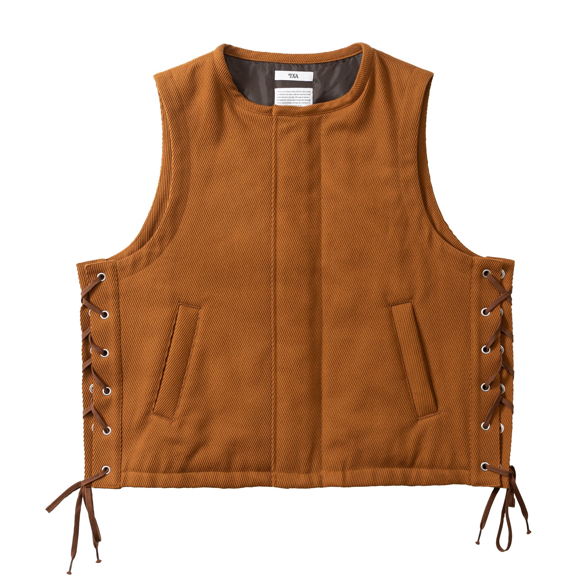 Cotton Kersey lace-up Vest Brown サイズ: 1