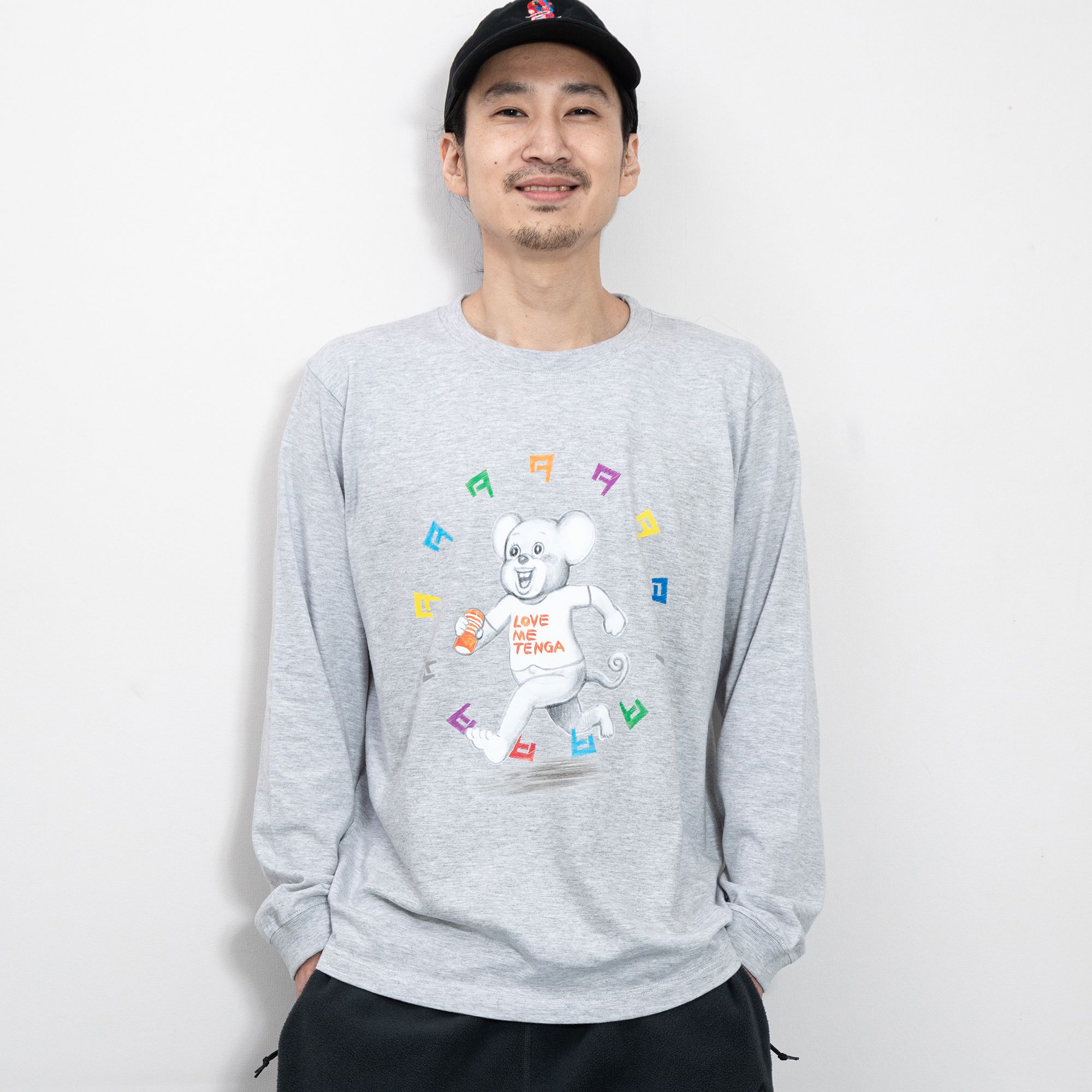 漫☆画太郎×TENGA マルチカラードクミ 長袖Tシャツ グレー サイズ: L