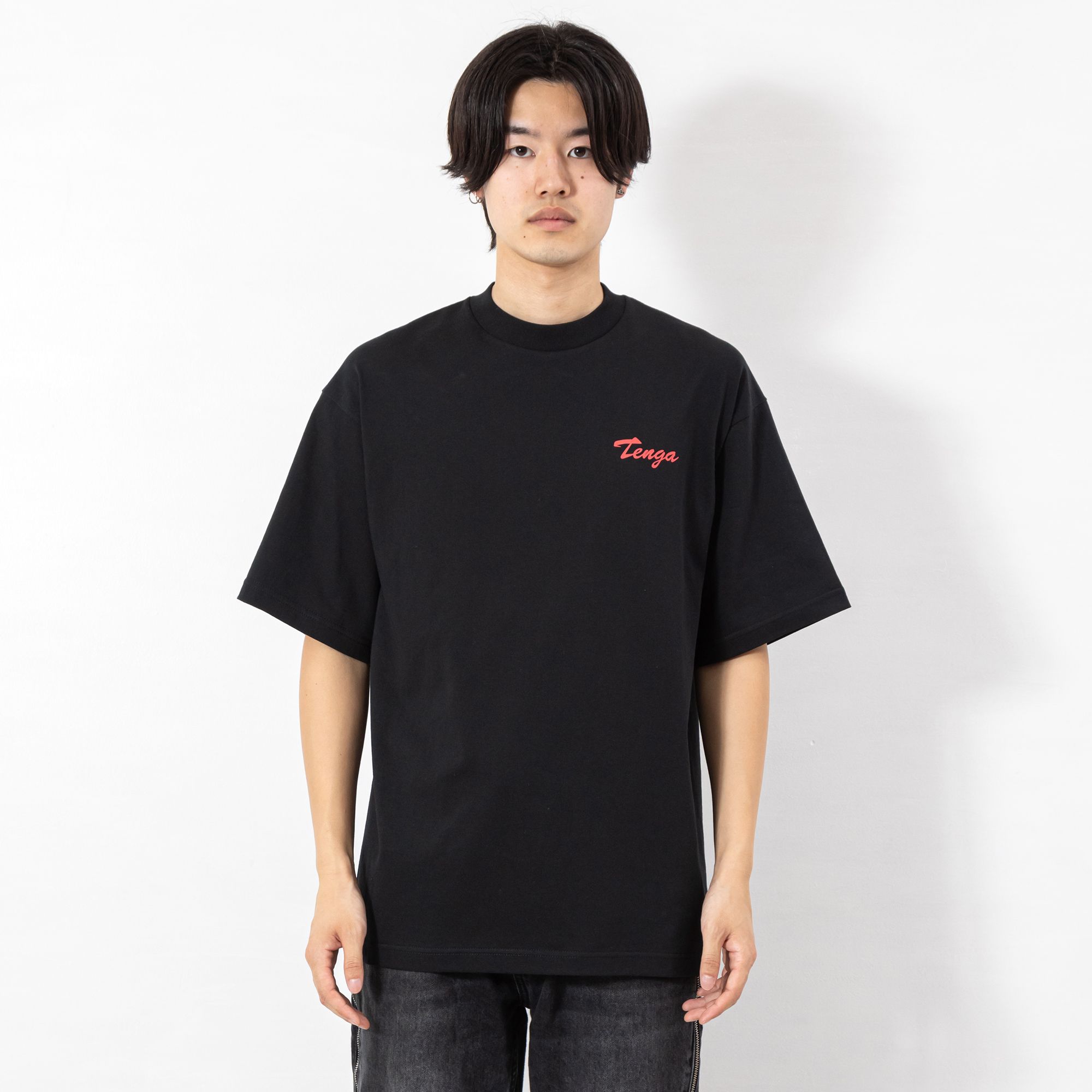 TENGA スーベニア風プリントTシャツ ブラック サイズ: M
