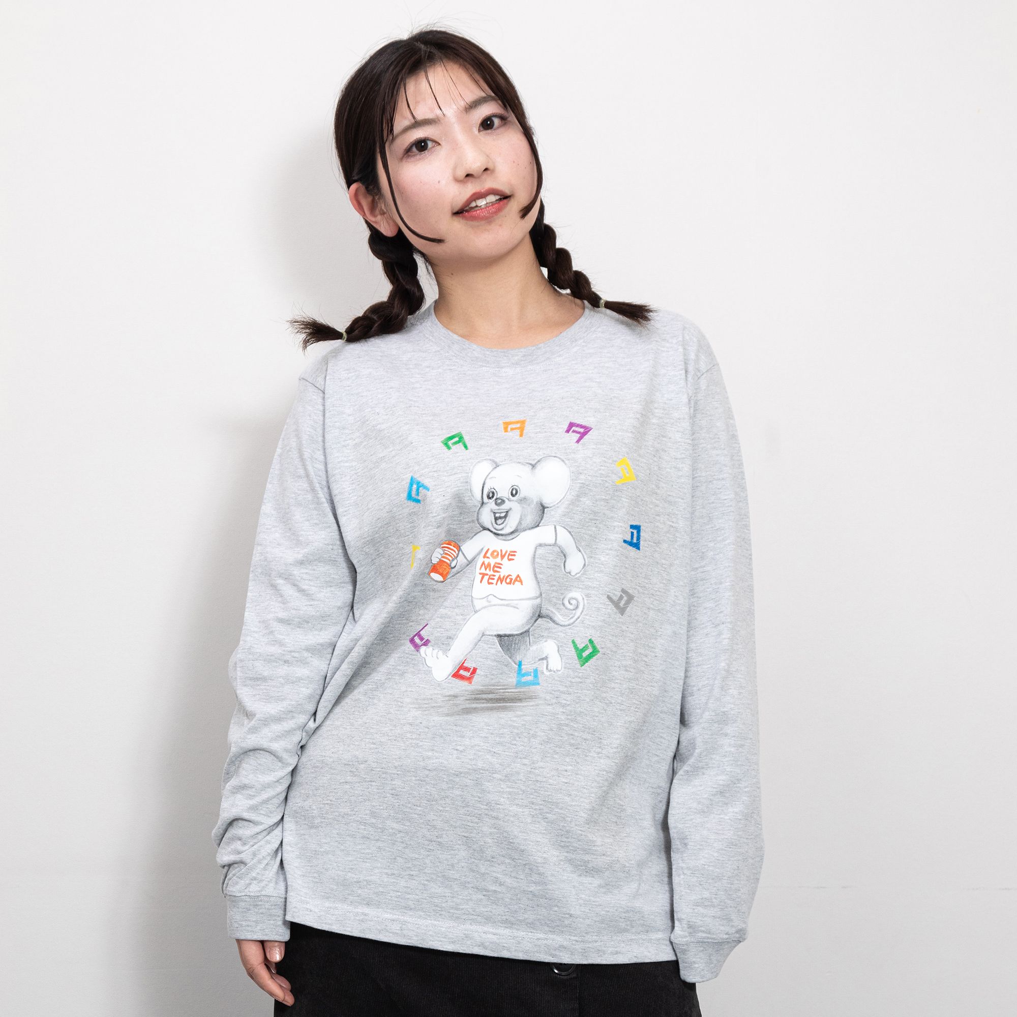 漫☆画太郎×TENGA マルチカラードクミ 長袖Tシャツ グレー サイズ: L