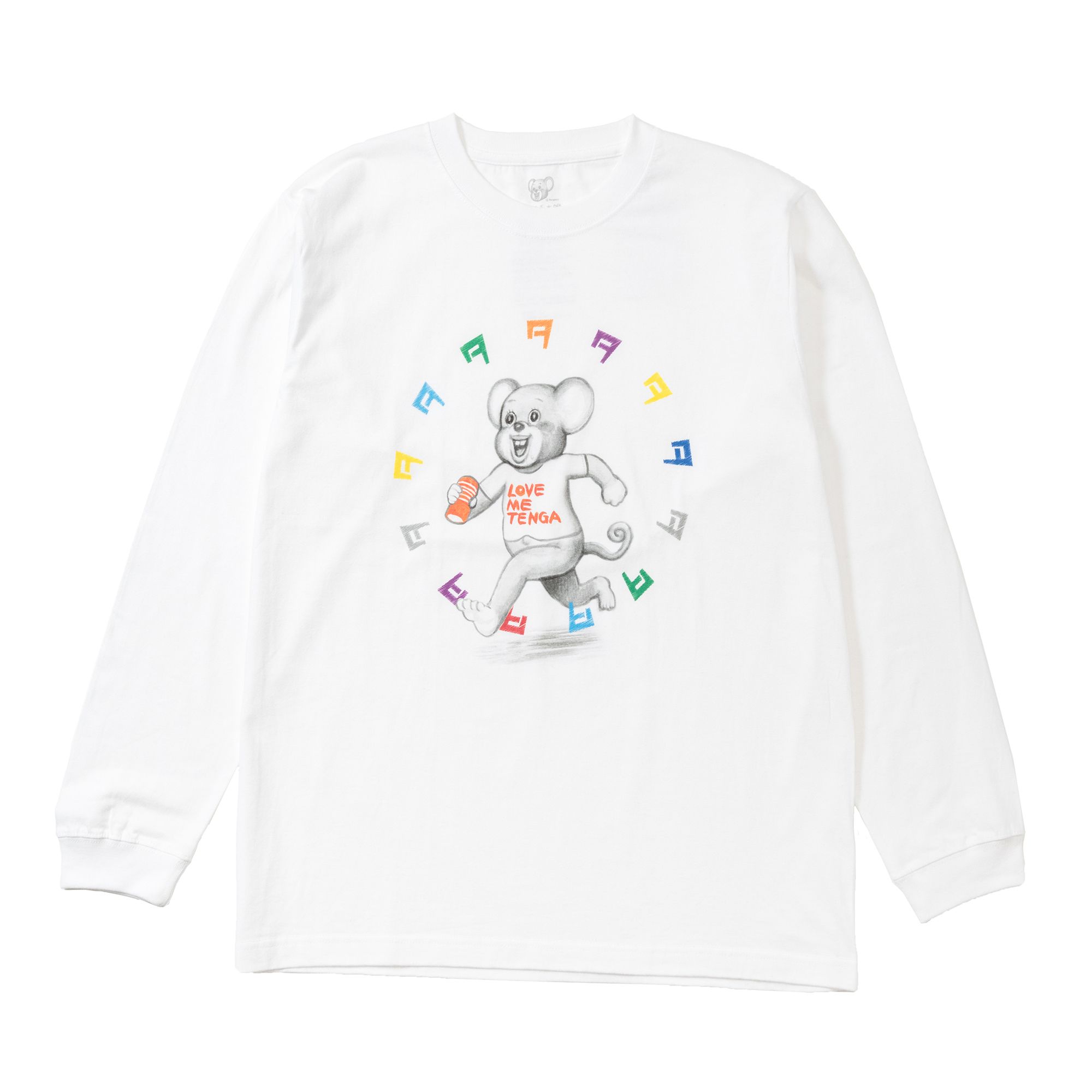 漫☆画太郎×TENGA マルチカラードクミ 長袖Tシャツ ホワイト サイズ: L
