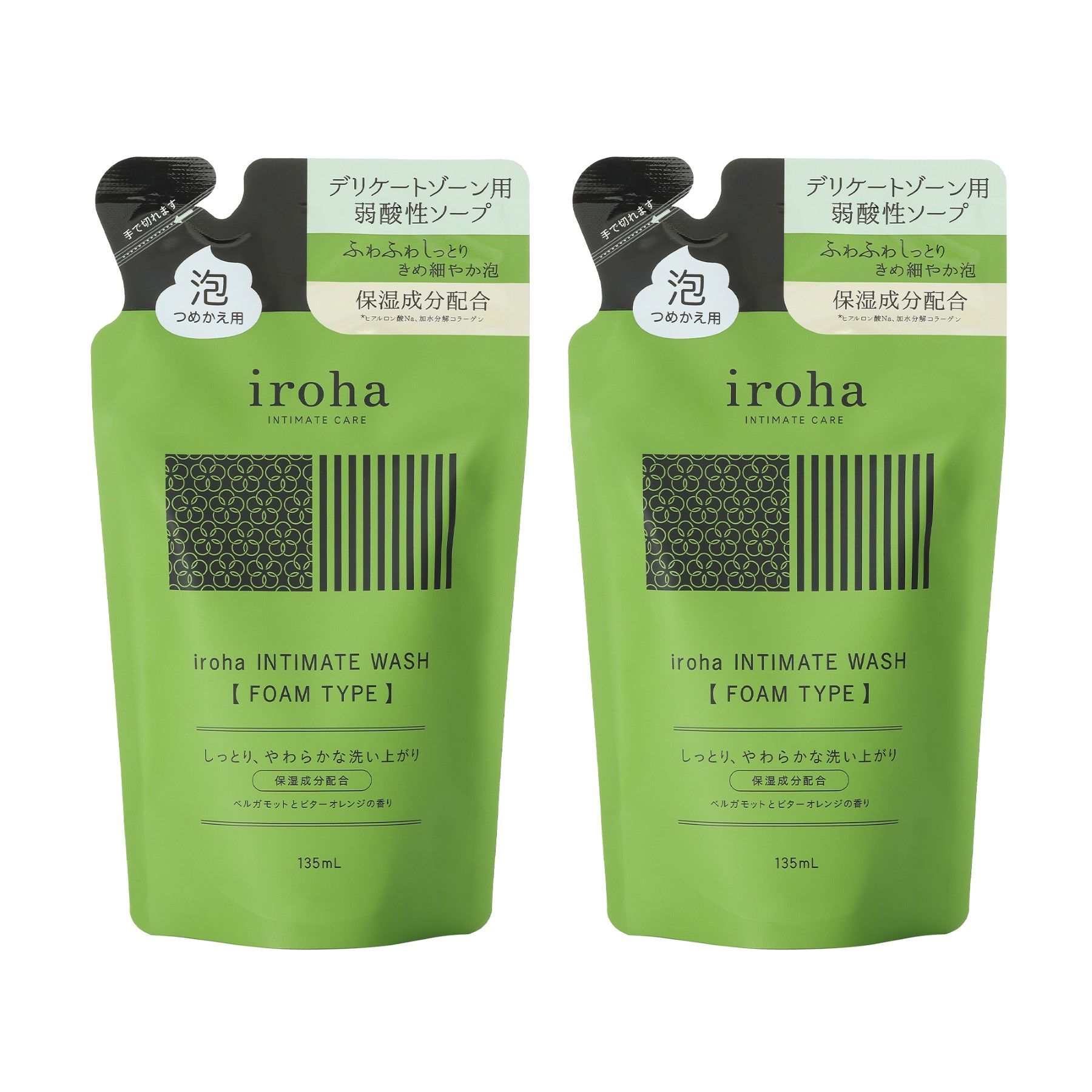 iroha INTIMATE WASH 【FOAM TYPE】（ベルガモットとビターオレンジの香り）詰め替え用２個セット