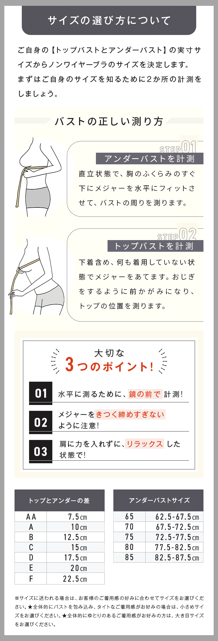 サイズの選び方について