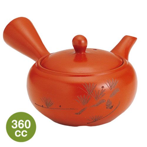 帯網急須 朱泥松　360cc　