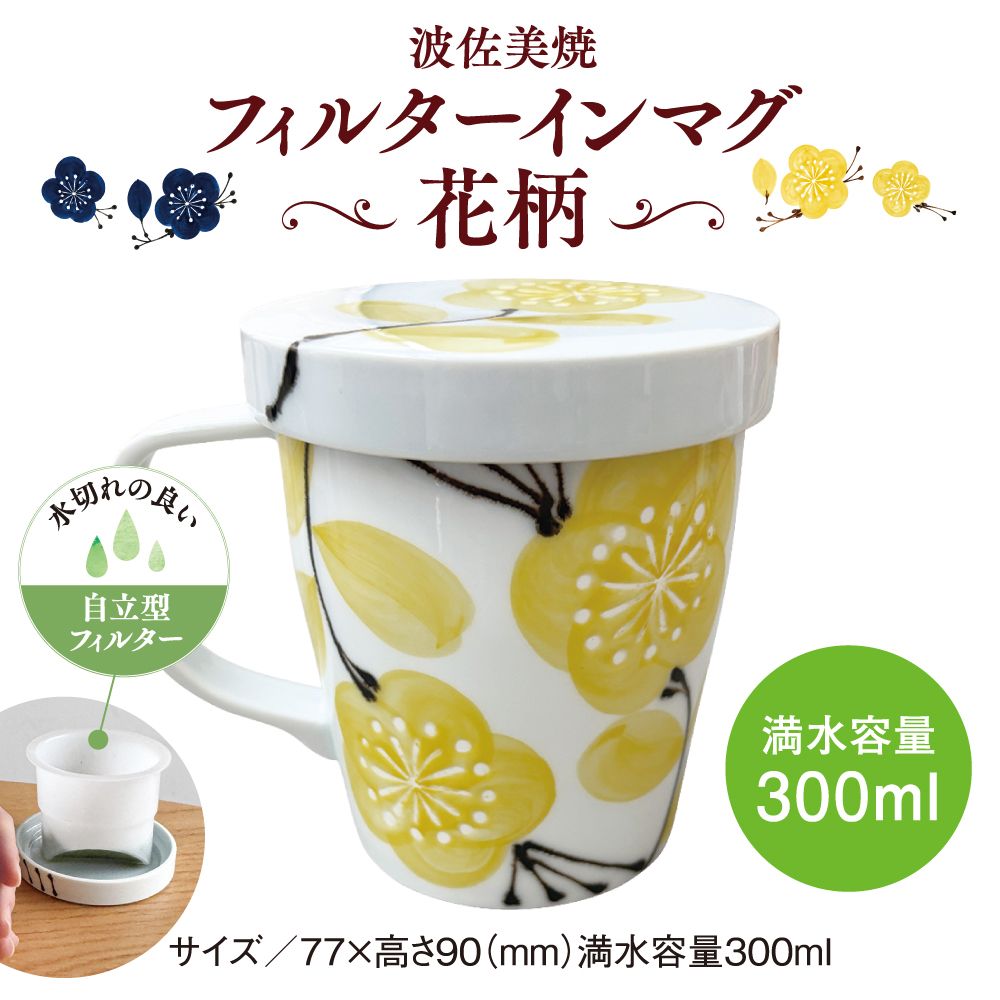 フィルターインマグ イエロー花柄　