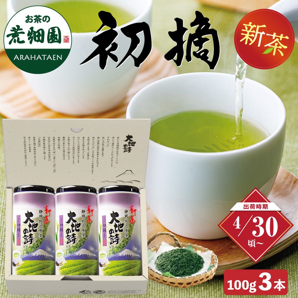 新茶 初摘100g紙缶入×3本箱入 特別送料無料 ※出荷時期4/30頃〜　